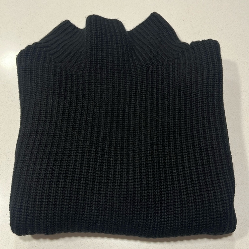 Naadam Wool Cashmere Mockneck Sweater Black  Size Medium